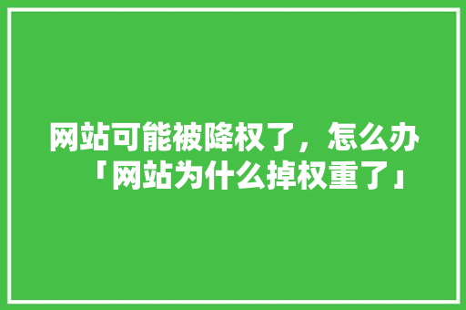 网站可能被降权了，怎么办「网站为什么掉权重了」 网站可能被降权了，怎么办「网站为什么掉权重了」 神马SEO
