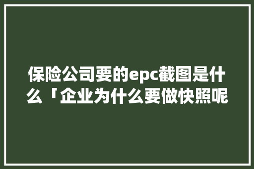 保险公司要的epc截图是什么「企业为什么要做快照呢」 保险公司要的epc截图是什么「企业为什么要做快照呢」 必应SEO