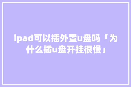 ipad可以插外置u盘吗「为什么插u盘开挂很慢」 ipad可以插外置u盘吗「为什么插u盘开挂很慢」 必应SEO