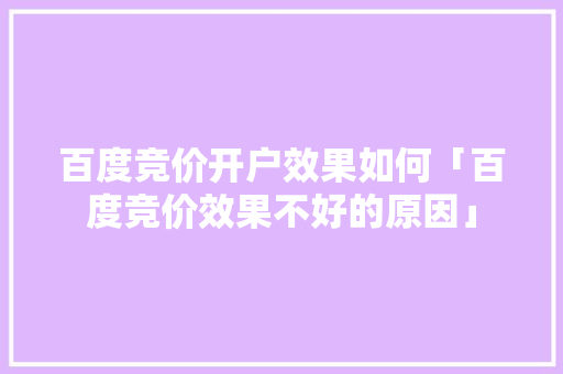 百度竞价开户效果如何「百度竞价效果不好的原因」 百度竞价开户效果如何「百度竞价效果不好的原因」 必应SEO