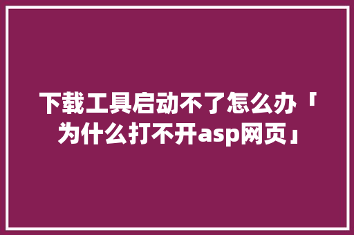 下载工具启动不了怎么办「为什么打不开asp网页」 下载工具启动不了怎么办「为什么打不开asp网页」 百度SEO