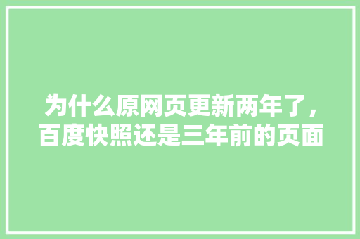 为什么原网页更新两年了，百度快照还是三年前的页面「为什么没有收录」 为什么原网页更新两年了，百度快照还是三年前的页面「为什么没有收录」 必应SEO
