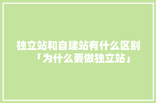 独立站和自建站有什么区别「为什么要做独立站」 独立站和自建站有什么区别「为什么要做独立站」 必应SEO