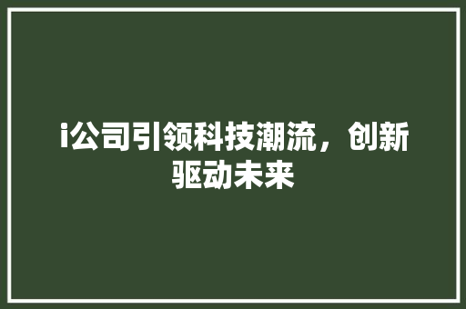 i公司引领科技潮流，创新驱动未来 i公司引领科技潮流，创新驱动未来 神马SEO