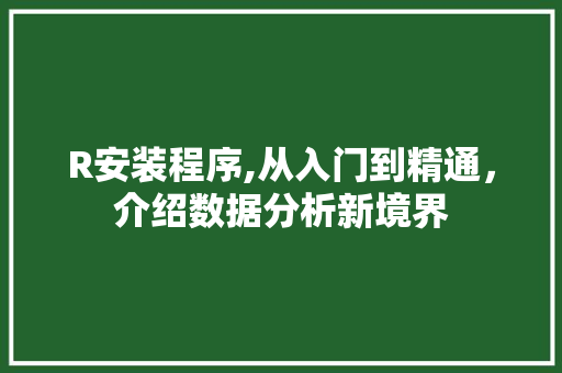 R安装程序,从入门到精通，介绍数据分析新境界 R安装程序,从入门到精通，介绍数据分析新境界 GoogleSEO