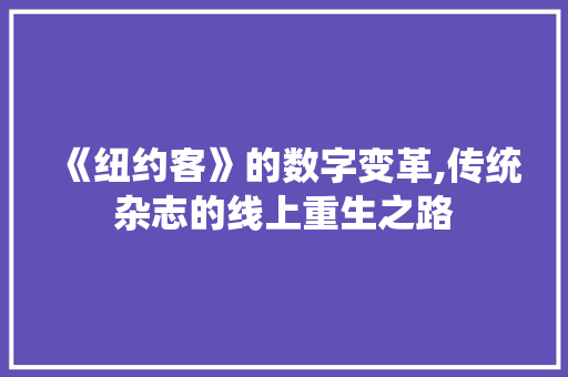 《纽约客》的数字变革,传统杂志的线上重生之路 《纽约客》的数字变革,传统杂志的线上重生之路 神马SEO