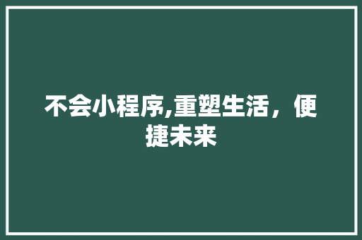 不会小程序,重塑生活，便捷未来 不会小程序,重塑生活，便捷未来 搜狗SEO