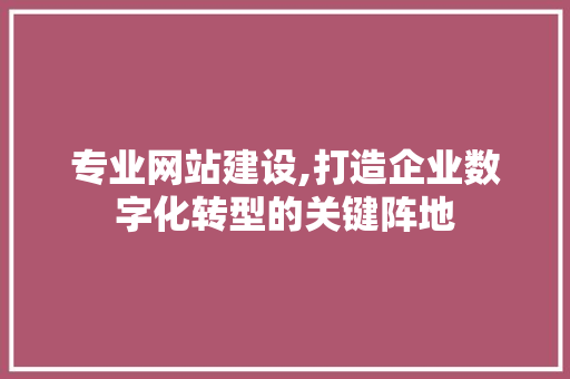 专业网站建设,打造企业数字化转型的关键阵地 专业网站建设,打造企业数字化转型的关键阵地 百度SEO