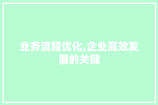 业务流程优化,企业高效发展的关键 业务流程优化,企业高效发展的关键 搜狗SEO