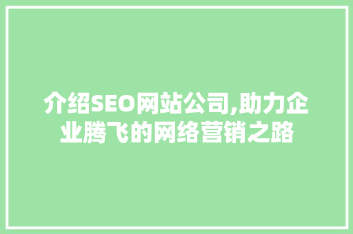 介绍SEO网站公司,助力企业腾飞的网络营销之路