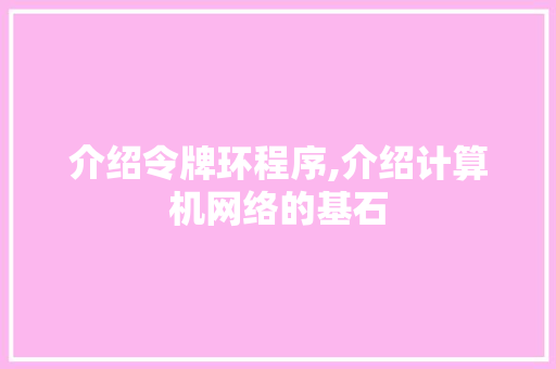 介绍令牌环程序,介绍计算机网络的基石 介绍令牌环程序,介绍计算机网络的基石 神马SEO