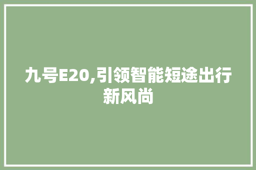 九号E20,引领智能短途出行新风尚 九号E20,引领智能短途出行新风尚 百度SEO