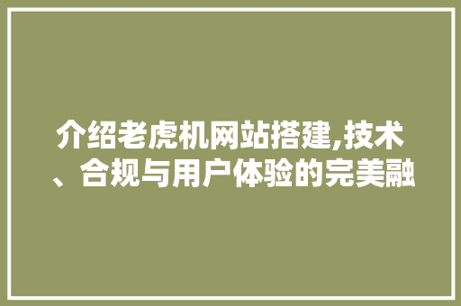 介绍老虎机网站搭建,技术、合规与用户体验的完美融合