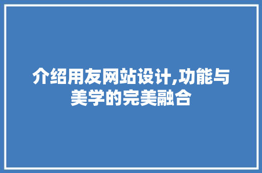 介绍用友网站设计,功能与美学的完美融合 介绍用友网站设计,功能与美学的完美融合 神马SEO