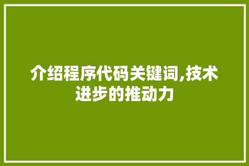 介绍程序代码关键词,技术进步的推动力