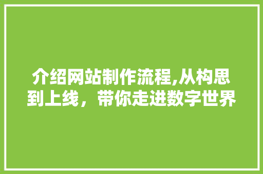介绍网站制作流程,从构思到上线，带你走进数字世界的构建之路 介绍网站制作流程,从构思到上线，带你走进数字世界的构建之路 搜狗SEO