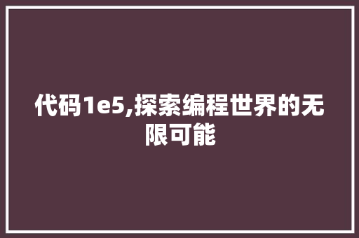 代码1e5,探索编程世界的无限可能