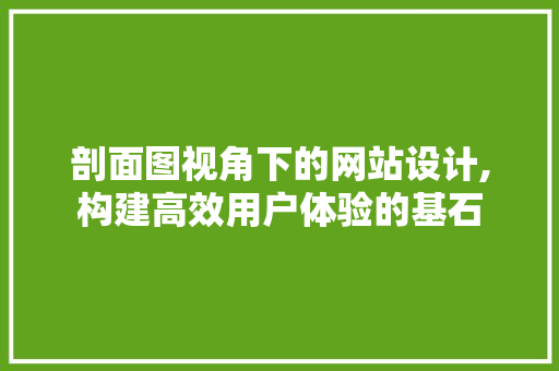 剖面图视角下的网站设计,构建高效用户体验的基石 剖面图视角下的网站设计,构建高效用户体验的基石 搜狗SEO