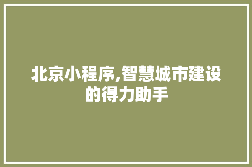 北京小程序,智慧城市建设的得力助手
