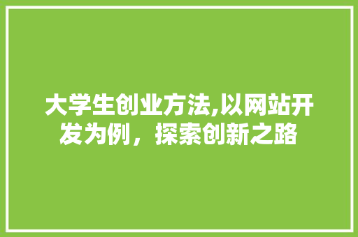 大学生创业方法,以网站开发为例，探索创新之路 大学生创业方法,以网站开发为例，探索创新之路 搜狗SEO