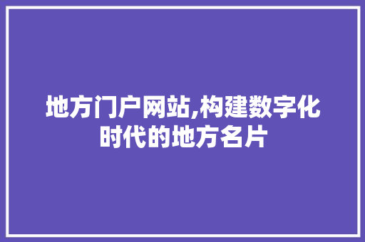 地方门户网站,构建数字化时代的地方名片