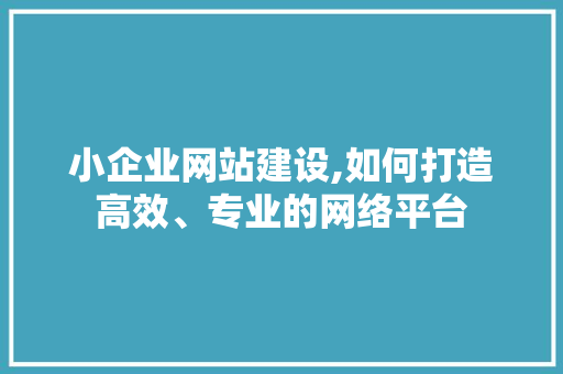 小企业网站建设,如何打造高效、专业的网络平台