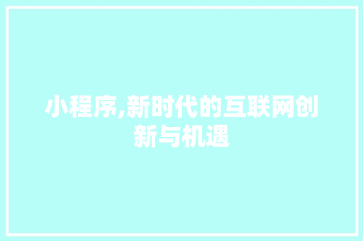小程序,新时代的互联网创新与机遇 小程序,新时代的互联网创新与机遇 GoogleSEO