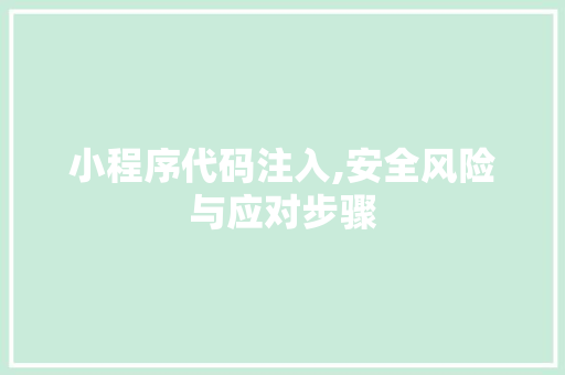小程序代码注入,安全风险与应对步骤