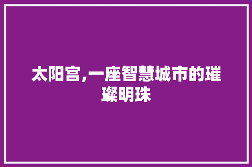 太阳宫,一座智慧城市的璀璨明珠 太阳宫,一座智慧城市的璀璨明珠 GoogleSEO