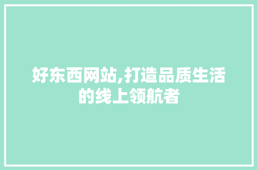 好东西网站,打造品质生活的线上领航者 好东西网站,打造品质生活的线上领航者 神马SEO