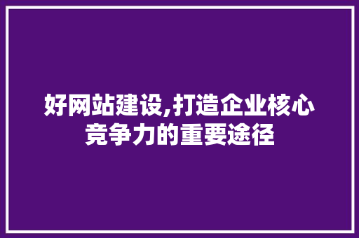 好网站建设,打造企业核心竞争力的重要途径 好网站建设,打造企业核心竞争力的重要途径 搜狗SEO