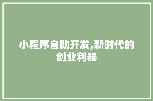 小程序自助开发,新时代的创业利器 小程序自助开发,新时代的创业利器 百度SEO
