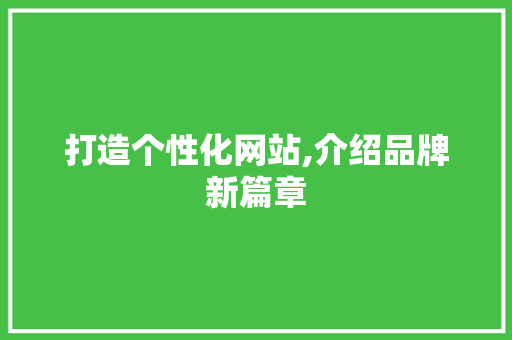 打造个性化网站,介绍品牌新篇章 打造个性化网站,介绍品牌新篇章 神马SEO