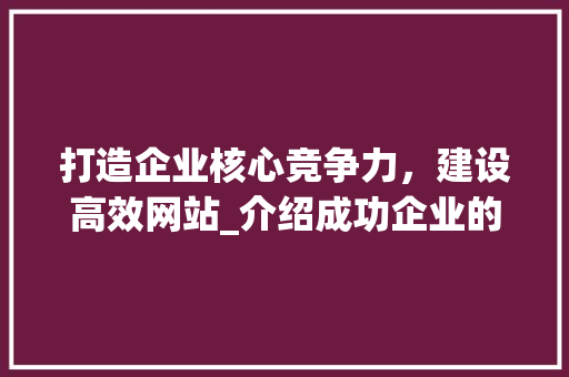 打造企业核心竞争力，建设高效网站_介绍成功企业的网站建设之路 打造企业核心竞争力，建设高效网站_介绍成功企业的网站建设之路 搜狗SEO