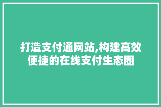 打造支付通网站,构建高效便捷的在线支付生态圈