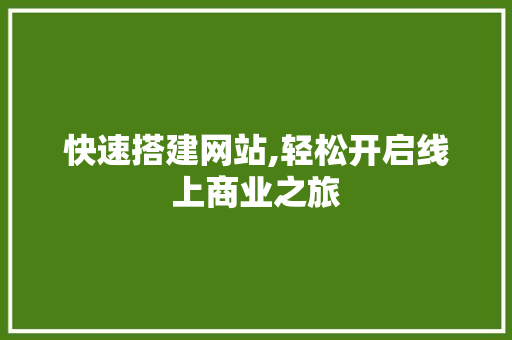 快速搭建网站,轻松开启线上商业之旅