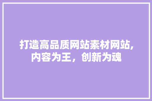 打造高品质网站素材网站,内容为王，创新为魂