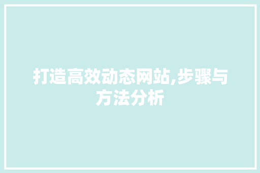 打造高效动态网站,步骤与方法分析 打造高效动态网站,步骤与方法分析 百度SEO