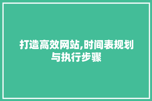打造高效网站,时间表规划与执行步骤