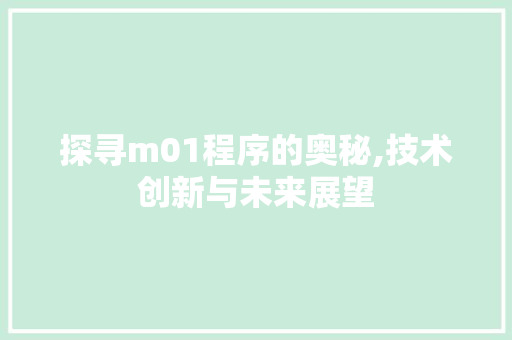 探寻m01程序的奥秘,技术创新与未来展望