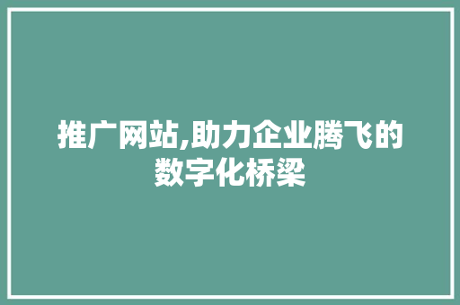 推广网站,助力企业腾飞的数字化桥梁 推广网站,助力企业腾飞的数字化桥梁 GoogleSEO