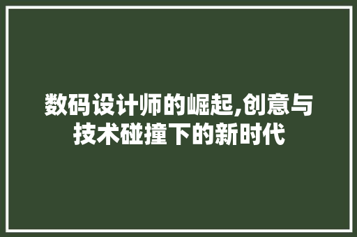数码设计师的崛起,创意与技术碰撞下的新时代