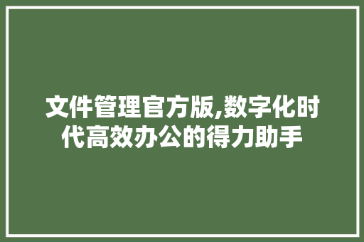 文件管理官方版,数字化时代高效办公的得力助手 文件管理官方版,数字化时代高效办公的得力助手 神马SEO