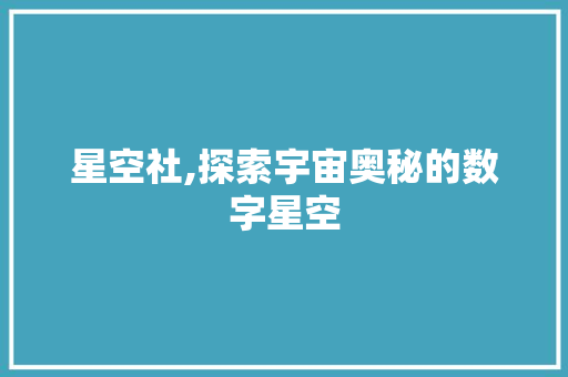 星空社,探索宇宙奥秘的数字星空 星空社,探索宇宙奥秘的数字星空 必应SEO