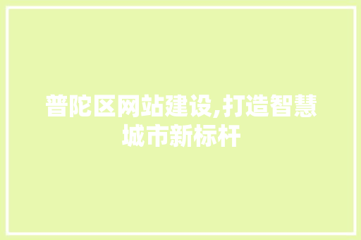 普陀区网站建设,打造智慧城市新标杆