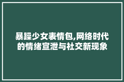 暴躁少女表情包,网络时代的情绪宣泄与社交新现象 暴躁少女表情包,网络时代的情绪宣泄与社交新现象 搜狗SEO