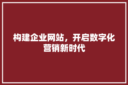 构建企业网站，开启数字化营销新时代
