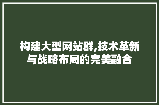 构建大型网站群,技术革新与战略布局的完美融合