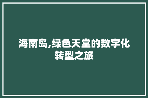 海南岛,绿色天堂的数字化转型之旅 海南岛,绿色天堂的数字化转型之旅 必应SEO