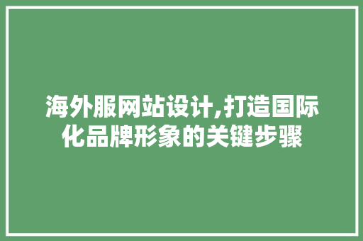 海外服网站设计,打造国际化品牌形象的关键步骤